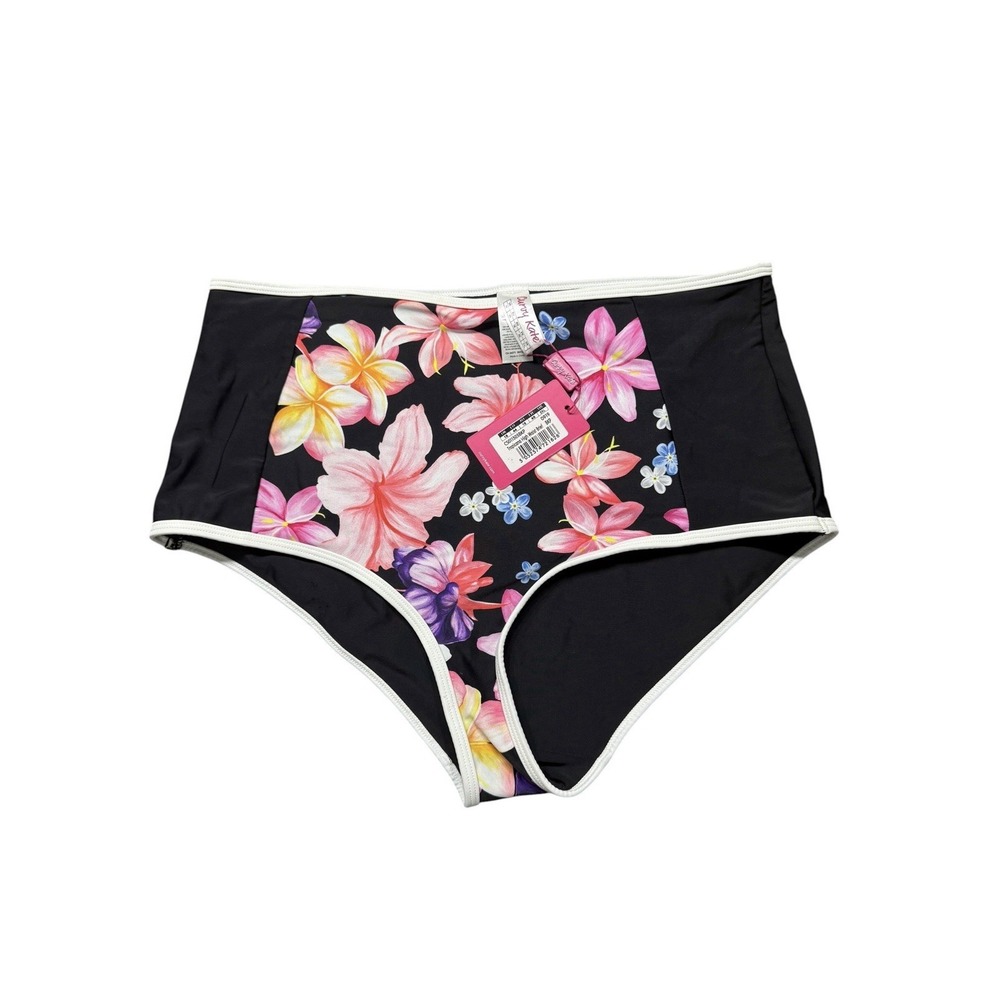 NWT Curvy Kate Women's Tropicana High Waist Brief Black Floral Swim Bottom 2XL